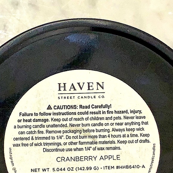 HAVEN STREET CANDLE CRANBERRY APPLE RED SOY WAX WINTER RICHLY SCENTED 1 WICK NEW - Picture 4 of 4